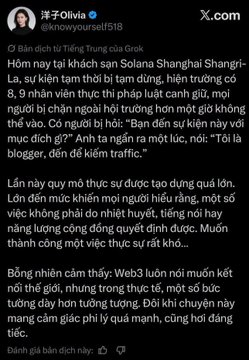 A screenshot of a Vietnamese X (formerly Twitter) post from user @knowyourself518 discussing Grok AI's perspective on Solana and Shanghai cooperation, mentioning Binance founder CZ.
