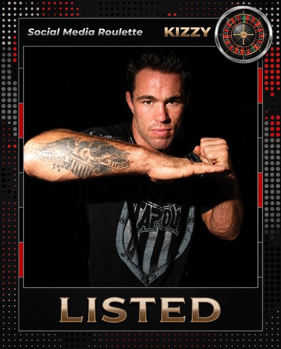 A promotional graphic features Jake Shields ("KIZZY" / @jakeshieldsajj) in a fighting pose with the word "LISTED" prominently displayed at the bottom, accompanying an announcement celebrating $150,000 in 12-hour trading volume and the token being officially listed.