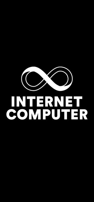 The image displays the "INTERNET COMPUTER" logo, featuring a white infinity symbol above the text in bold letters on a black background, representing the ICP cryptocurrency referenced in the post's message urging the ICP community to remain steadfast.
