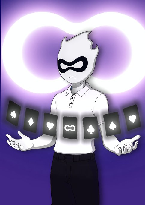 The image features a cartoon character dressed in a white shirt holding five playing cards with different suits (hearts, diamonds, clubs, spades) and numbers. The character appears to be playing poker or a similar card game, as they are holding all of their cards at once. This scene is related to the post because it highlights the importance of receiving new information first in situations where multiple players have access to the same data (e.g., in a blockchain network). Just like the player with the five cards, those who receive the latest block first can make informed decisions and take advantage of opportunities that arise as a result of the new information.