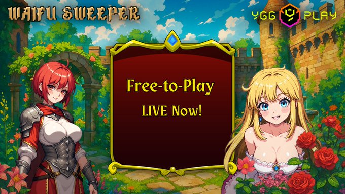 The image features two cartoon characters standing next to each other with text that reads "Free-to-Play Live Now!". The background of the image shows a castle, suggesting that they are in an RPG game set in a fantasy world.