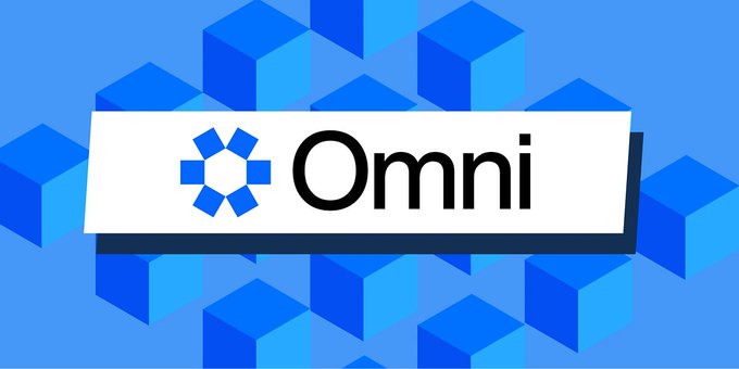 The image shows the “Omni” logo on a white banner over a blue background of 3D cubes. It aligns with the announcement of Omnichain’s one-signature platform for launching tokens simultaneously across Solana, Base, BNB Chain, and other networks.