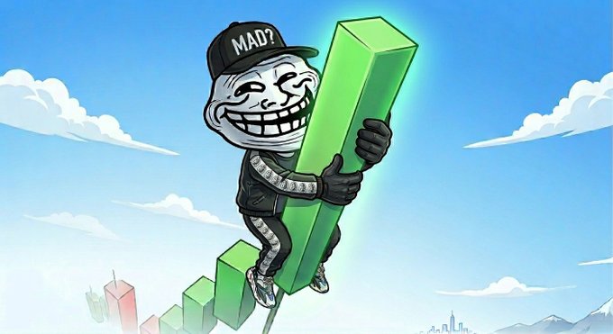 The image features a cartoon character, possibly a clown or a jester, holding up a large green cube against a blue sky with clouds. The caption "focus on what is in the image" suggests that the viewer should pay attention to the details of the scene and not get distracted by unrelated elements like the text "the sky has no limit $TROLL". This implies that the main focus should be on the cartoon character, the green cube, and their interaction with each other.