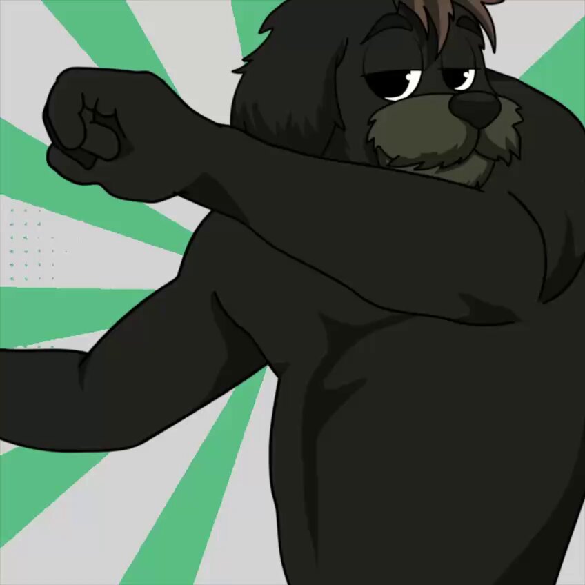 The image features a cartoon dog with black fur, standing upright against a green background that has white dots scattered throughout. The dog appears to be flexing its muscles or making a fist gesture as if ready for action. The caption below the image reads "migration vibes. new moves unlocked". This suggests that the image is related to the concept of migration and the idea of learning new skills, such as the ones depicted in the cartoon character's movements.