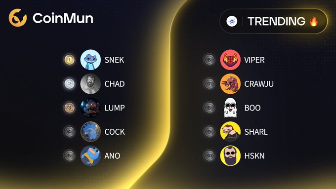The image shows a computer screen displaying a list of various cryptocurrency names, including Bitcoin, Cardano, and others. The text "Top 10 Trending" is visible at the top of the screen, indicating that these cryptocurrencies are currently popular among users. The image also includes a small cartoon character in blue and white colors, which adds a touch of whimsy to the overall presentation.