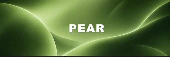 A green gradient banner with the bold white text "PEAR" centered, likely representing the stock or token ticker discussed in the post. The image serves as a simple visual identifier for the $PEAR asset being highlighted on Robinhood.