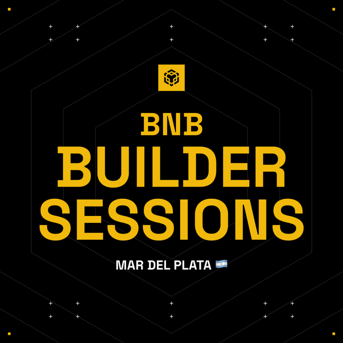 A yellow and black promotional graphic announces "BNB BUILDER SESSIONS MAR DEL PLATA" with the BNB logo.