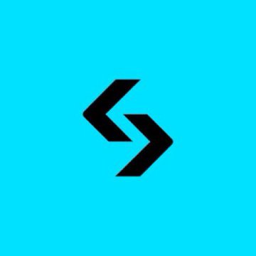 The image displays a stylized black "S"-shaped or double-arrow logo on a bright cyan background, which is the recognizable logo of Bitget, the cryptocurrency exchange mentioned in the post reporting a hack with $350M stolen.
