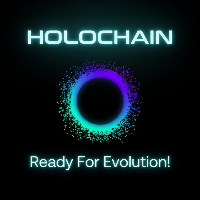 A promotional graphic for Holochain featuring a glowing cyan and purple particle ring design with the tagline 'Ready For Evolution!' on a black background.