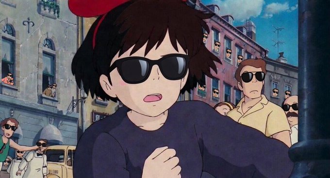 An anime girl with dark sunglasses and a red bow runs through a city street filled with people also wearing sunglasses, with the whimsical caption humorously imagining her traveling forward in time to learn the outcome of the CLARITY Act on September 15th.