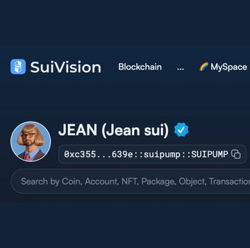 A screenshot of the SuiVision blockchain explorer showing the account 'JEAN (Jean sui)' with the address beginning '0xc355...639e'.