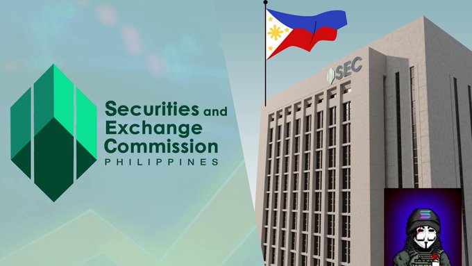 An image showing the logo of "Securities and Exchange Commission PHILIPPINES" on the left and a photo of the SEC building with the Philippine flag on the right.