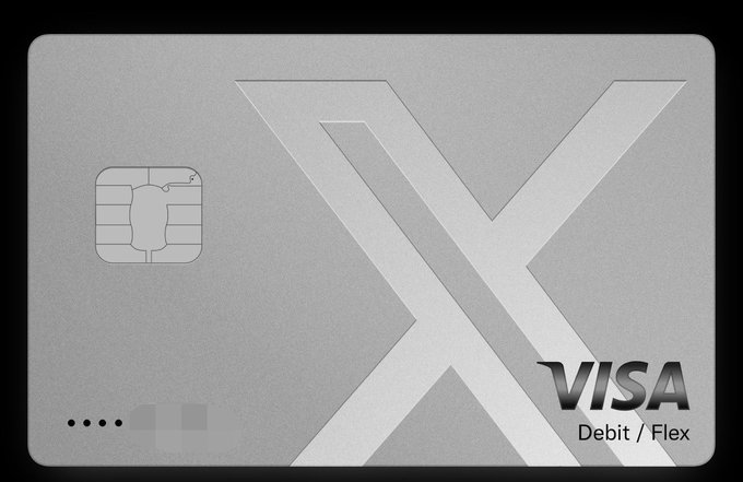 A sleek silver metal credit card featuring a large 'X' design, an embedded chip, and the 'VISA Debit / Flex' logo in the bottom right corner.
