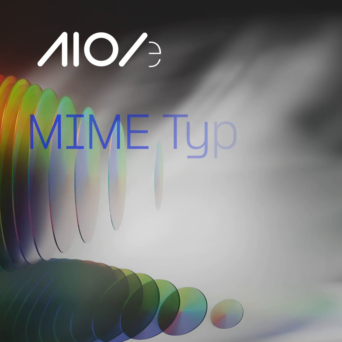 The image features a poster with a colorful design of circles, including some green circles that appear to be overlapping each other. The background of the poster has a grayish hue, which contrasts with the vibrant colors of the circles. The text on the poster reads "AIOZ Storage uses Google Magika for more reliable MIME type detection." This suggests that the poster is promoting an online storage service and emphasizes the importance of accurate file type detection in maintaining data integrity.