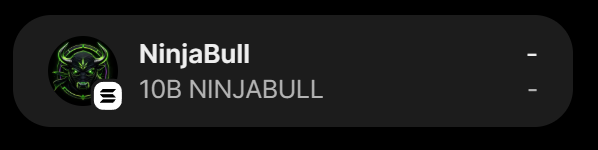 The image displays a crypto profile card for "NinjaBull" showing a token balance of "10B NINJABULL," which appears to be an airdrop listing on Solana, tying into the post's call for users to share their SOL addresses to potentially receive a NinjaBull token airdrop.