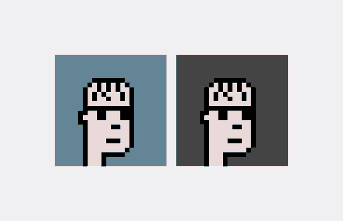 Two pixel-art illustrations of a hand with an extended index finger shown against blue and dark gray backgrounds, depicting a pointing gesture.