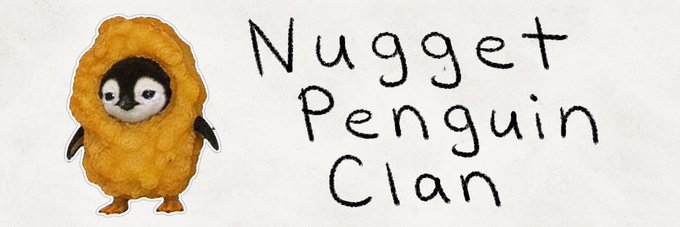 The image shows an illustrated penguin dressed in a chicken nugget costume, displayed alongside the handwritten text "Nugget Penguin Clan."

This appears to be a custom clan created on the FOMO platform, where users can design their own themed groups to receive airdropped tokens, with the Nugget Penguin Clan serving as a humorous, community-driven example of this new feature.