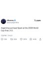A blurred, horizontal motion-effect image showing indistinct text lines with a dark blue oval on the left, visually reinforcing the "World Cup final" and copy-trading promotion in the post.