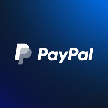 The PayPal logo displayed in white on a blue gradient background.