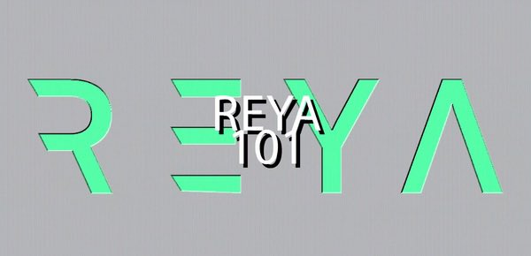 A stylized logo animation showing the text 'REYA TOY' overlaid on a glitchy green 'REYA' design.