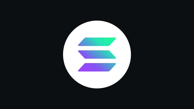 The image displays the recognizable Solana ($SOL) logo—three stacked parallelogram shapes in a purple-to-teal gradient—centered within a white circular emblem on a black background.

This visual directly corresponds to the post's "$SOL" ticker, representing the cryptocurrency whose technical analysis (price ~$104, bullish daily outlook, key support/resistance levels) is being shared.