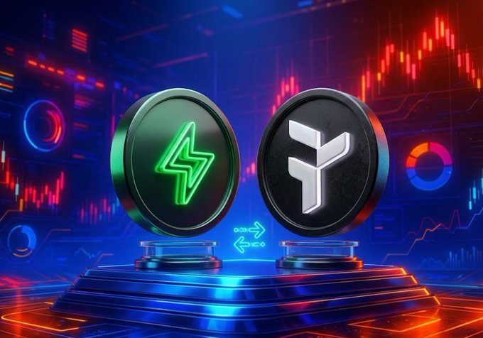 The image features a pair of coins, one green and one black, placed on a platform against a blue background with neon lights. The coins are positioned facing each other, creating an interesting visual contrast between their colors. The text "Season 5 @MindoAI x @useTria campaign is now open!" suggests that the coins might be related to a Mindo AI campaign or a Tria-related project. Additionally, there's a post about a new Tria Campaign called "@useTria" and another post about a new Tria Campaign called "@season5". The image also contains some text about the campaign's rules, multipliers, and leaderboard, which could be related to the coins' gameplay or features.