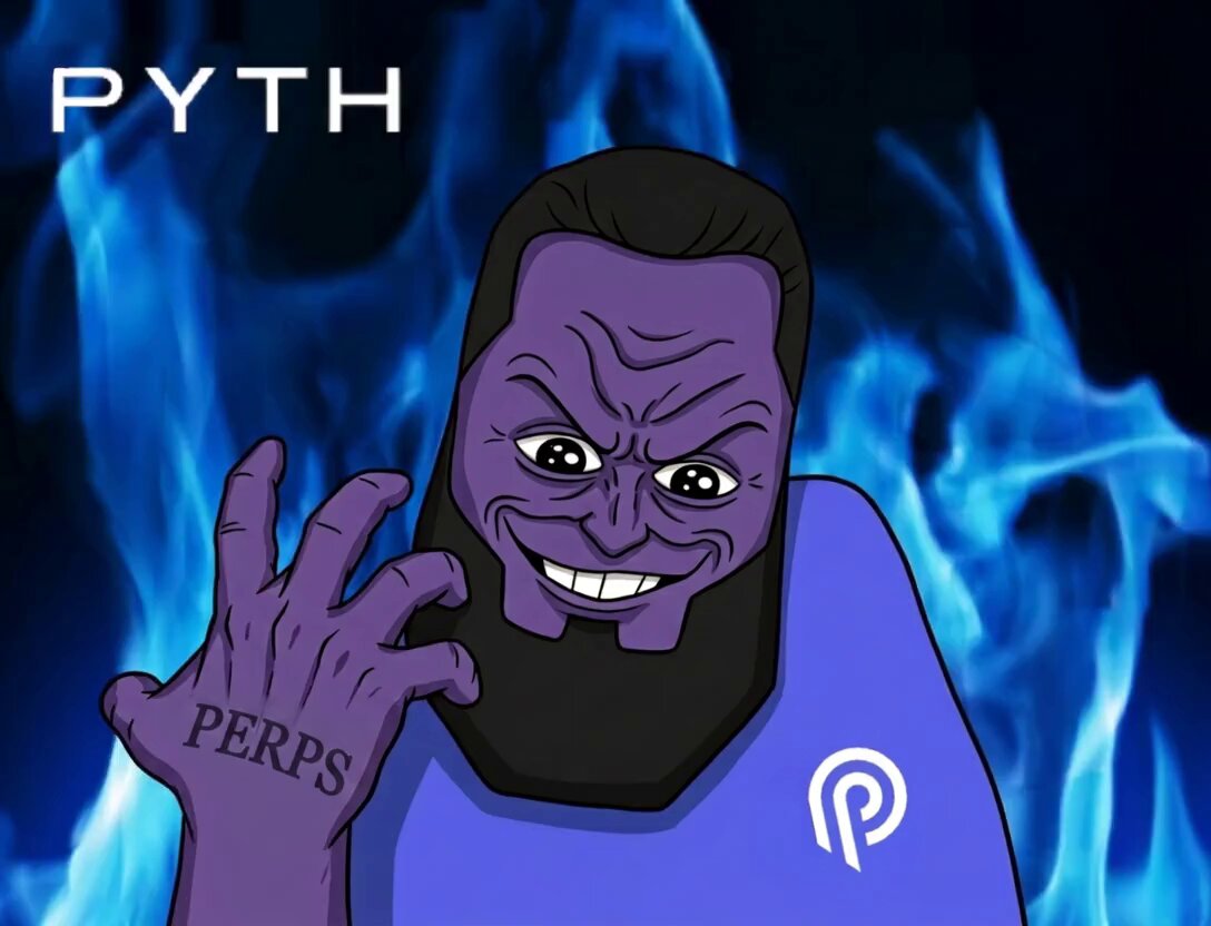 The image features a cartoon illustration of a man with purple hair wearing a blue shirt that says "Perps" on it. The man has a large tattoo on his arm and is holding up his hand, possibly pointing at something or making a gesture. The background of the image is filled with blue flames, which adds to the overall atmosphere of the cartoon illustration. The post also mentions the cryptocurrency market and how it never sleeps, implying that the Bitcoin network operates 24/7. It also references the Perps token, suggesting that the man's tattoo might be related to a specific project or event involving this token.