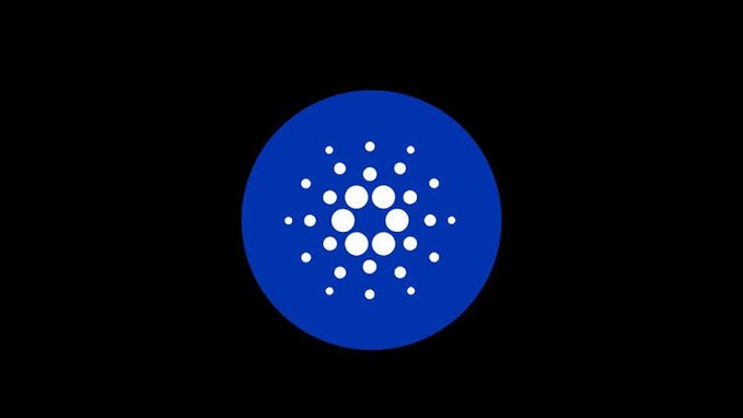 The Cardano (ADA) logo—a blue circle with a white dot pattern—appears on a black background, visually representing the token that surged after T. Rowe Price's allocation.