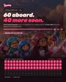 A dark game-style screen shows a character selection grid with the readable text “60 Board.” and “40 more soon.”
