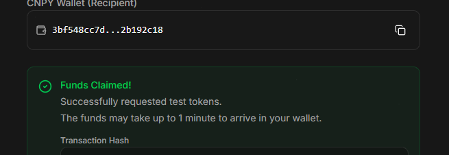 The image shows a screenshot of a computer screen that displays a webpage related to crypto transactions. The title of the webpage reads "CNPY Wallet Receipt (receipt)". This image may be related to a post about CNPY Network and their innovative approach to cryptocurrency technology, which is focused on building a powerful blockchain ecosystem for user-owned applications or smart contracts. A description accompanying this image also mentions that the funds in the wallet are successfully claimed, allowing the users' assets to arrive promptly in their wallets when needed. The image's content highlights the importance of understanding and managing one's digital assets through the use of cryptocurrency wallets like those created by CNPY Network.