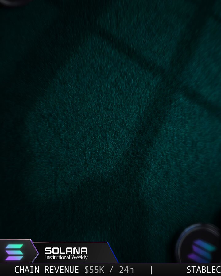 The image shows a close-up of a green surface with a shadow cast over it, giving it an interesting texture. There are three small blue circles scattered across the surface, adding depth to the scene. The background appears to be a light brown color, providing a contrast to the green and blue elements in the foreground. The text "Solana Institutional Weekly: 3rd June" is visible on the image, indicating that this is an advertisement for Solana's institutional weekly release.