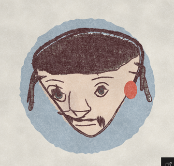 A sketch-style JavaScript generative portrait with fine linework, dark hair, and a red earring. The post presents it as a $10 artist-contract-collector co-creation, highlighting its accessible mint price.