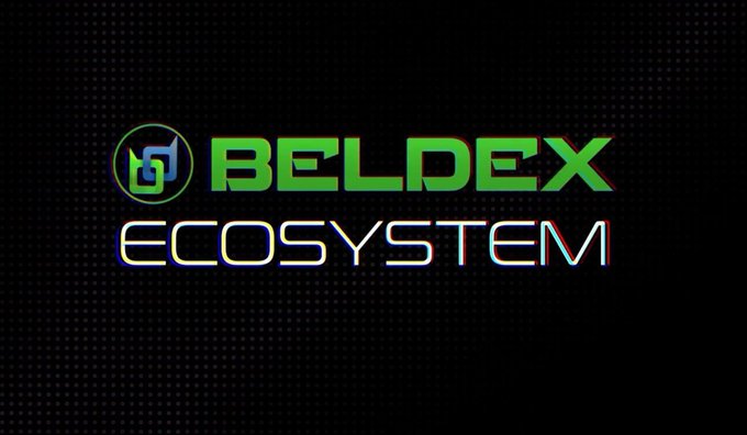The 'BELDEX ECOSYSTEM' logo displayed in green and white text on a black dotted background.