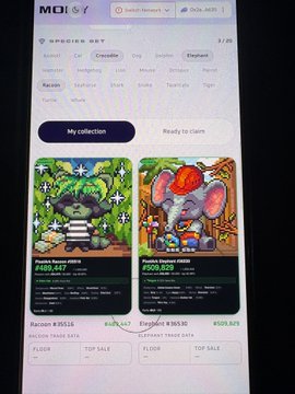 The image shows a screenshot of the Magic Eden NFT marketplace displaying two digital collectible cards from the "Impossible Orc" collection, each priced at 0.0534 ETH with floor sales data listed. The cards feature cartoon orc characters with humorous scenes—one escaping from police and another in a courtroom setting—illustrating the kind of quirky NFT collectibles associated with $MOLLY branded cans referenced in the post.