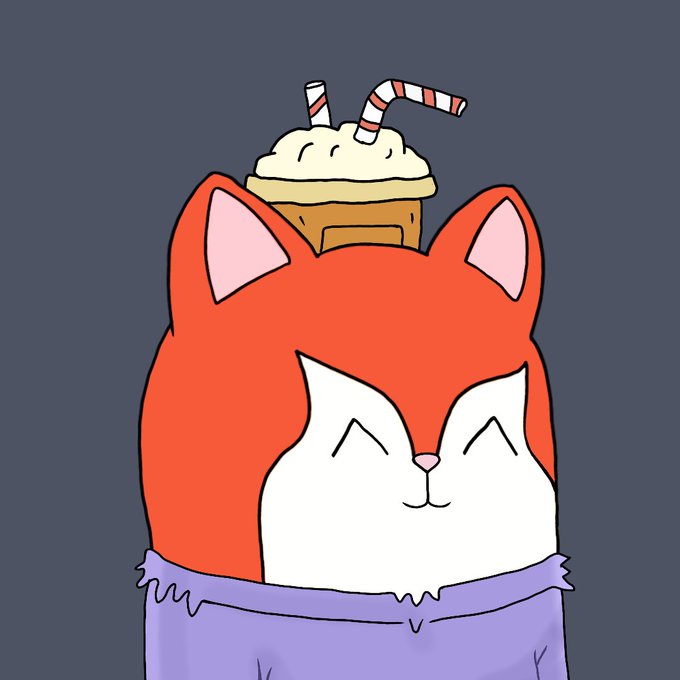 A cute cartoon orange and white cat with closed, smiling eyes balances a whipped-cream-topped drink with two striped straws on its head, wrapped in a purple blanket. The whimsical illustration serves as the mascot for the "Citcats" NFT project being launched on the Robinhood Chain.