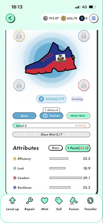 The image shows a phone screen displaying an app icon with a shoe design, along with some text that reads "18-13" and "Silver Men 7". The app appears to be a game or a mobile application designed for playing games on a smartphone.