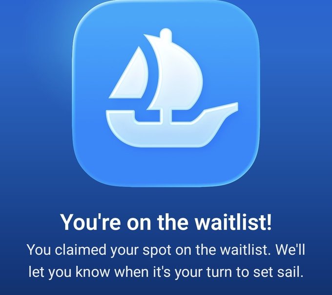 The image features an advertisement with a blue square containing a white sailboat icon, accompanied by text that reads "You're on the waitlist! We'll let you know when it's your turn to set sail." The background of the image is a light blue color.