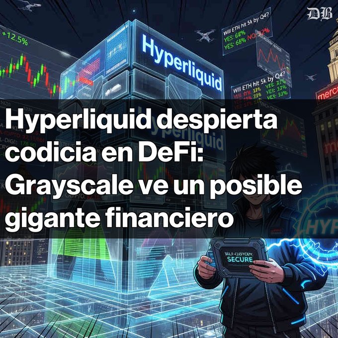 The image shows a cartoon drawing of a man holding a laptop with an open screen. The drawing depicts him standing in front of a large building, which appears to be an office complex. Below this scene, there are several text boxes containing information about "Hyperliquid" and its offerings. One box is positioned at the top left corner, another is located at the bottom right corner, and two others are placed next to each other in the middle. The main focus of the image is on the man with a laptop and the office building surrounding him.