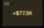 A nighttime screenshot displays a glowing ticker notification showing "+$77.3K" alongside the number "24" in the upper corner, suggesting a significant profit alert tied to the "GoodnightCoin4" post.