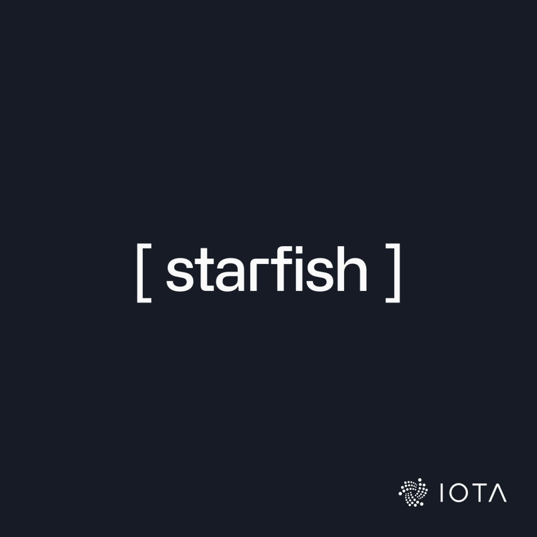 Logo image for 'starfish' by IOTA, displayed in white text within brackets on a dark background.