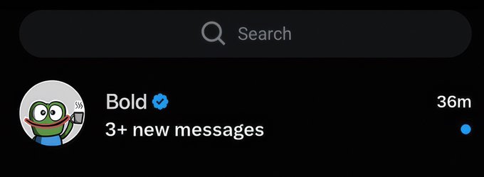 A Twitter notification from "Bold" (verified account) with a frog avatar shows "3+ new messages" posted 36 minutes ago, humorously representing the confusion about what someone wants by showing multiple unread messages.