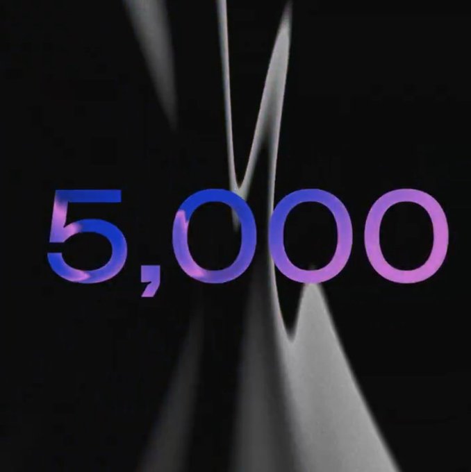 The image features a purple and blue number, 5,000, displayed prominently against a black background. The text "Gm everyone Another great day, and @0xPolygon is back at work." is also present within the image. This suggests that Polygon has been making headlines recently for its impressive performance in delivering results to users.