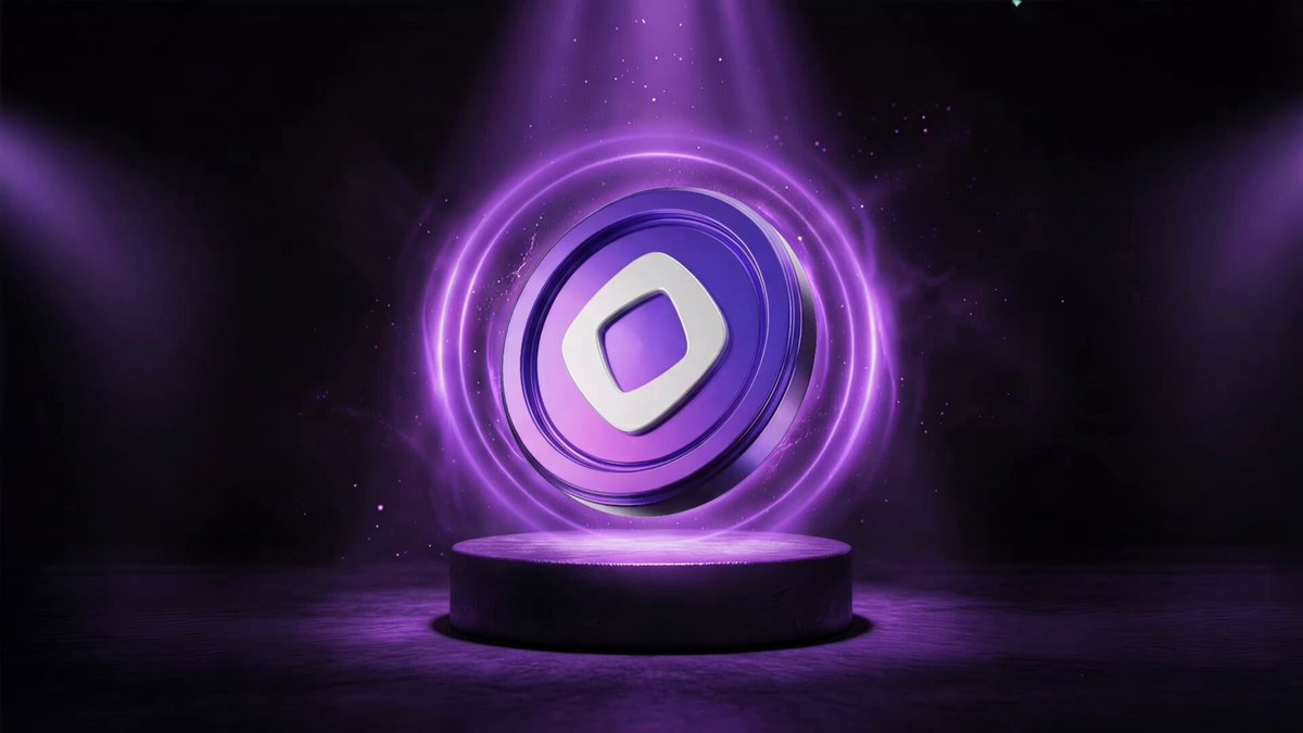The image features a purple coin with a white square design, placed on a black platform or pedestal against a dark background. The coin appears to be floating or levitating due to its position on the pedestal. The caption of the image reads "We used @RelayProtocol and their new generated address feature to power a fully integrated deposit flow. This gives users the exact same experience as depositing on Monad.", which is related to the coin's design and the post about using Monad Protocol for cryptocurrency transactions.