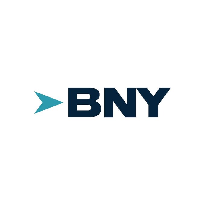 The BNY logo featuring dark blue 'BNY' text with a teal arrow pointing right.