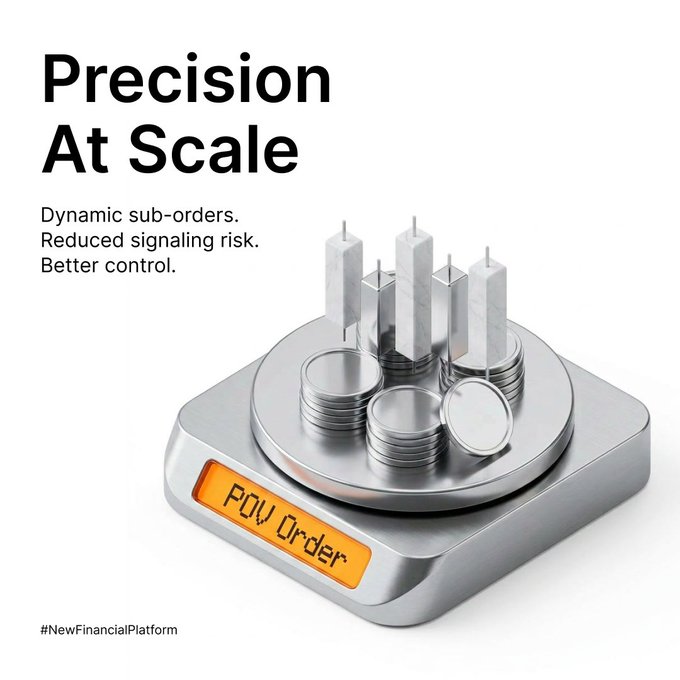 The image is a 3D rendering of a silver coin and stack of coins placed on top of each other, along with text that reads "Precision At Scale" above them. The image is related to a post discussing the benefits of using precision trading technology for better control and reduced risk in executing large orders, as well as focusing on the importance of paying attention to details while performing financial transactions or trading.