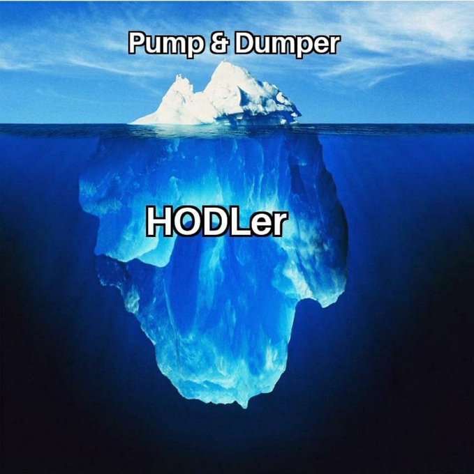 The image features a large blue iceberg floating in the ocean, with the words "HODLER" written above it. Below the iceberg, there's text that reads "All you have to do is believe and HODL". The combination of the iceberg and the text creates an interesting visual contrast between nature and technology or commerce.
