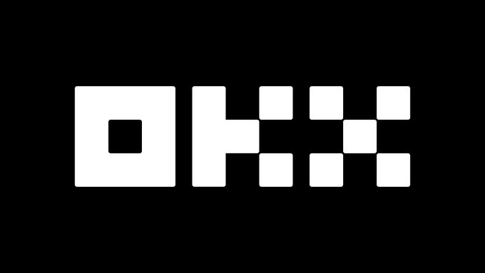 A pixelated "OKX" logo on a black background, representing the OKX cryptocurrency exchange brand referenced in the announcement about becoming an official OKX Creator.