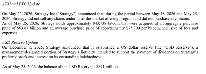 The image shows a screenshot of an article titled "Atm and Btc Update". The text in the image provides information about a strategy called "Strategy 1", which was announced by a company named "Strategy Inc." on May 26, 2016. The strategy involves buying back legacy convertible debt using the US dollar reserve, with the option to sell Bitcoin when needed. The article also mentions that there is less emphasis on the US dollar reserve now that the company has the option to sell Bitcoin in the image.