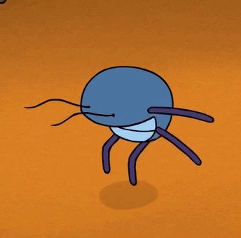 The image features a cartoon character with blue skin and legs, depicted as dancing or jumping around on an orange surface. The character appears to be wearing a hat and has a long tail. The caption below the image reads "Told ya'll, vechain is infrastructure". This phrase suggests that the character's movement could be related to a story involving a character named Vechain who is depicted as a cartoon character with blue skin and legs dancing or jumping around on an orange surface.