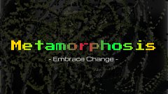 The image displays the "Metamorphosis - Embrace Change" title banner, with colorful pixelated text set against a dark, web-like background, likely a promotional graphic celebrating the capture of two Great Egg Fly butterflies in a single frame as mentioned in the post.